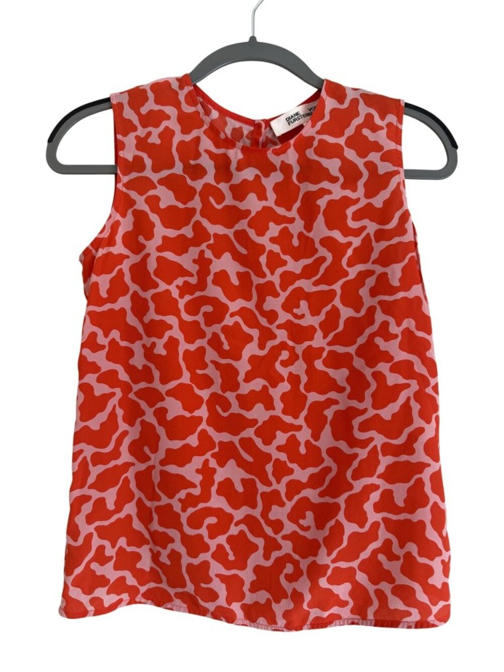 Diane Von Furstenberg Silk Sleeveless Blouse Red Pink Size P 0-2 [jb]